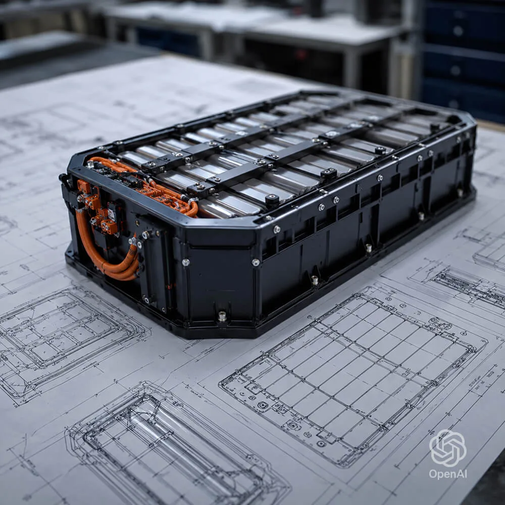 Generated image of custom battery solutions provided by ENEPAQ