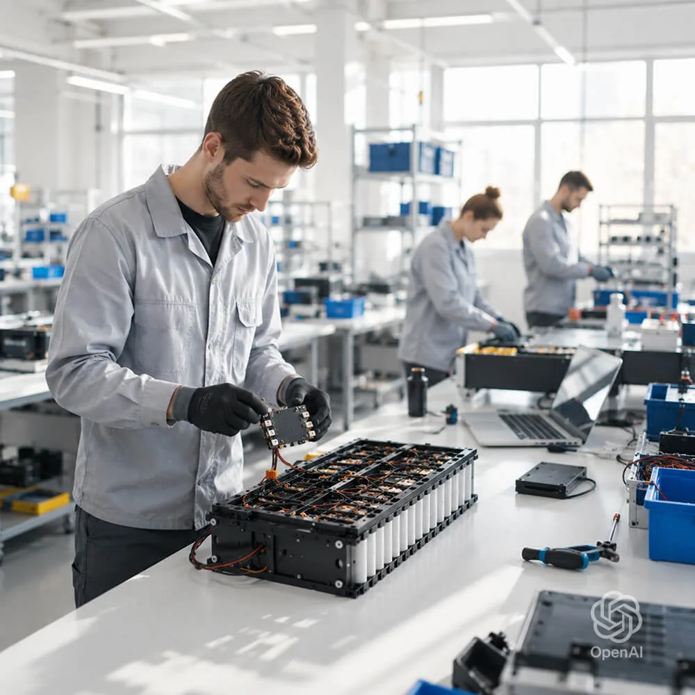 Generated image representing the creation of ENEPAQ Li-Ion Battery Packs